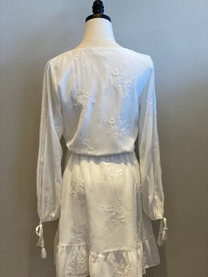 Chiffon Embroidered Wrap Dress