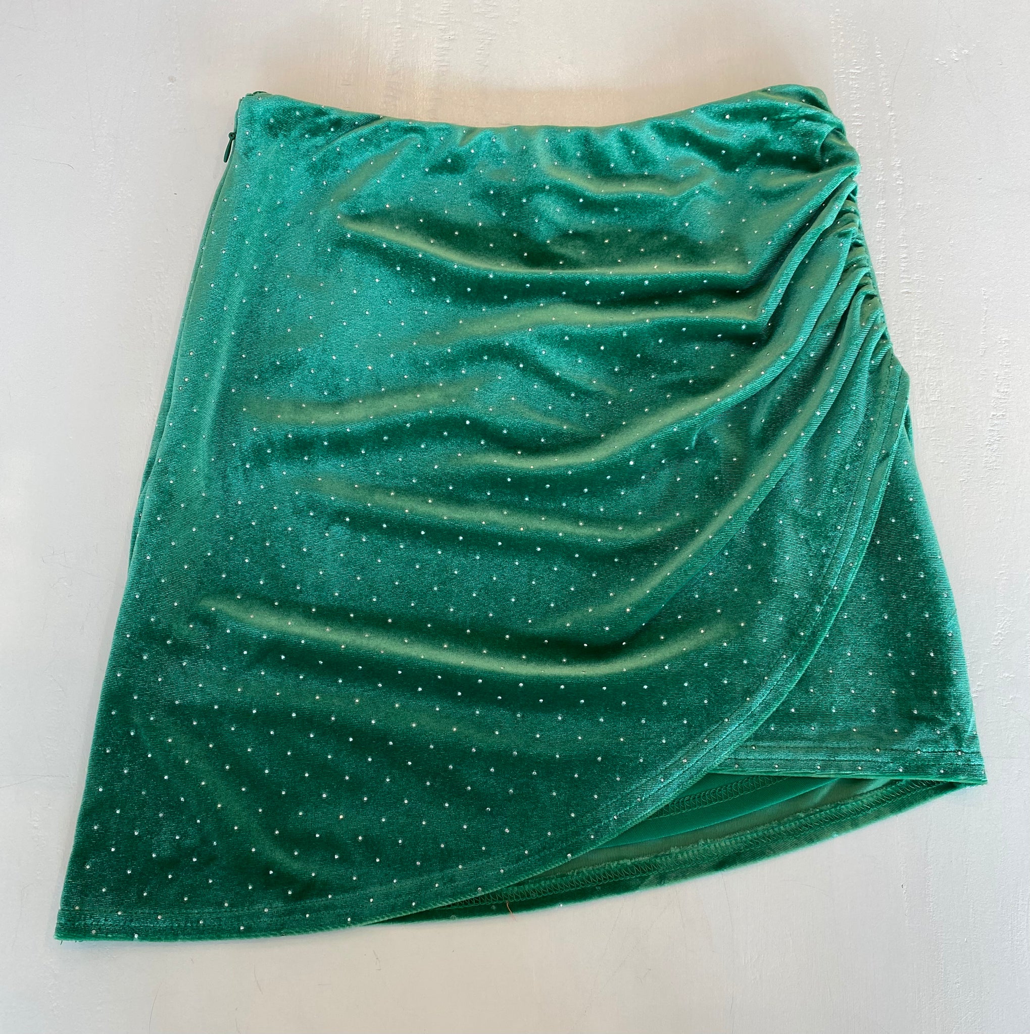 Studded Velvet Faux Wrap Skirt