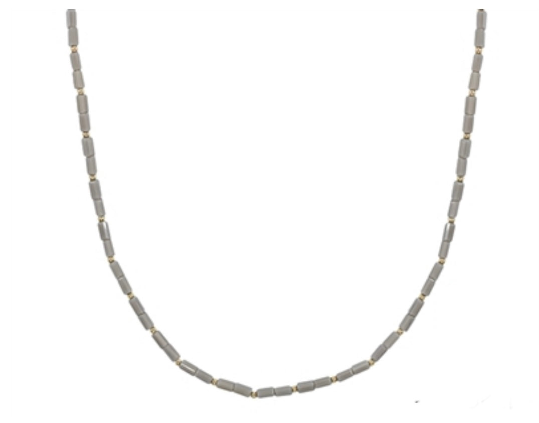 Squared Crystal And Gold Necklace