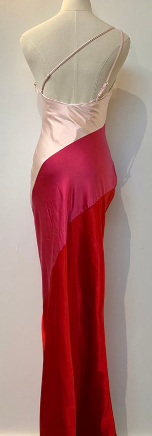 One Shoulder Satin Slip Dress