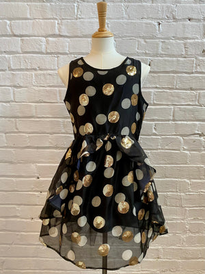 fit and flare dress polka dot Black / 12 Material: Chambray HoCo Queen Bow Mini Strapless straight neckline with Height:5.7 ft