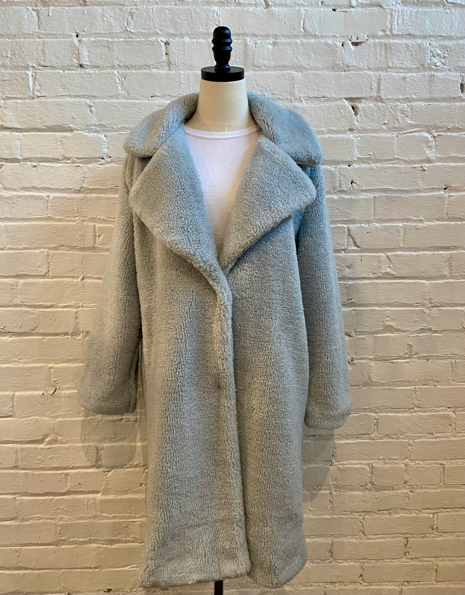 Light Blue Faux Fur Coat