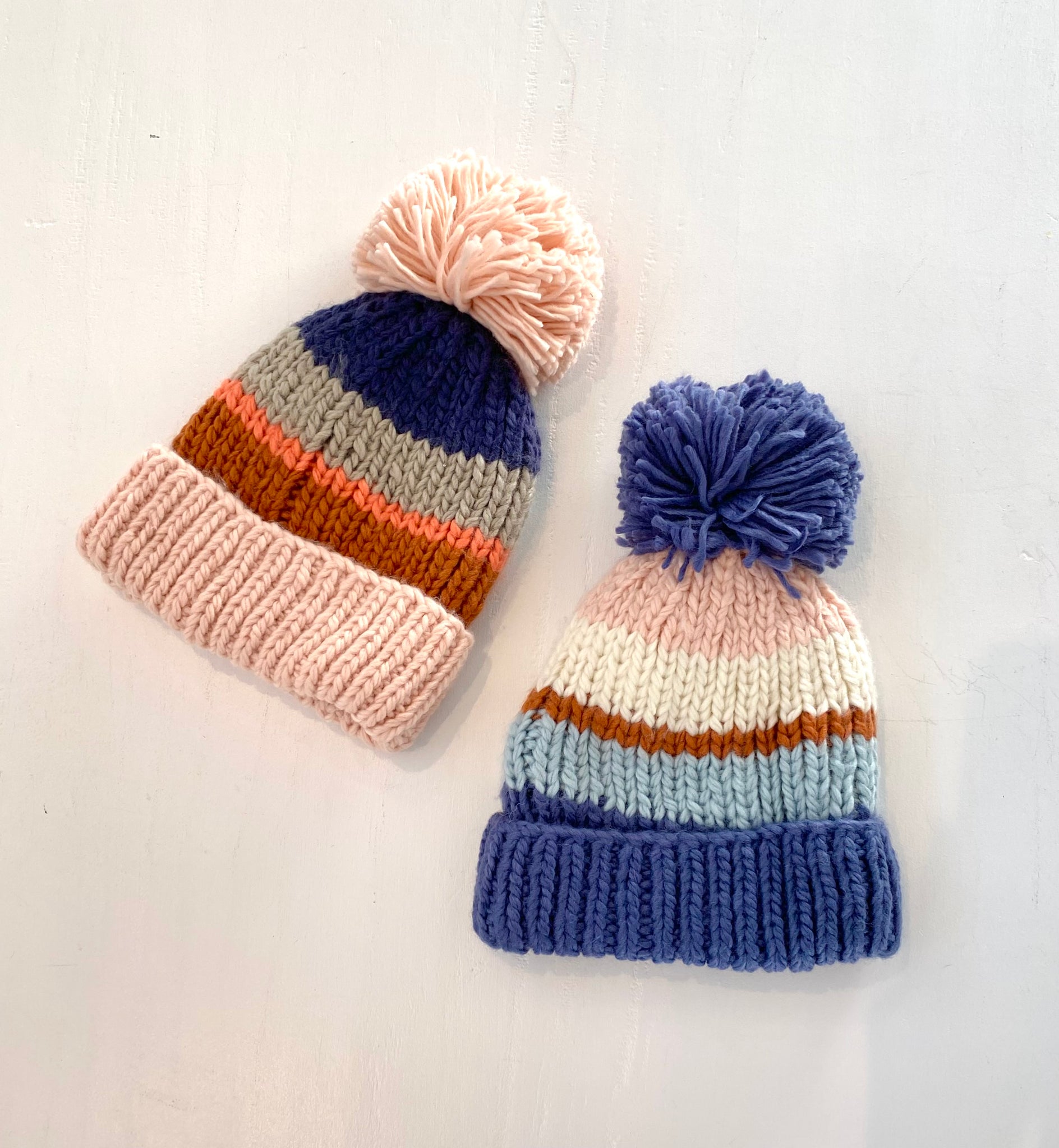 Stripped Pom Pom Hat