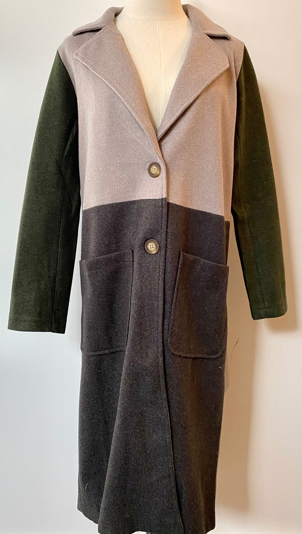 Charcoal Color Block Coat