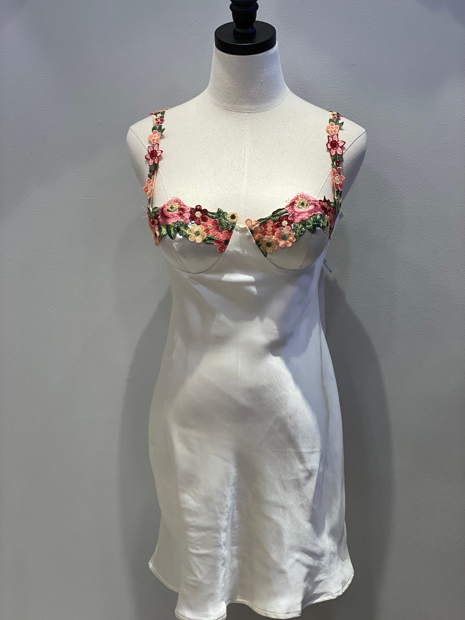 Floral Embroidered Trim Mini Dress