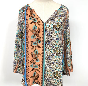 Bohemian Wide Sleeve Split V Neck Blouse