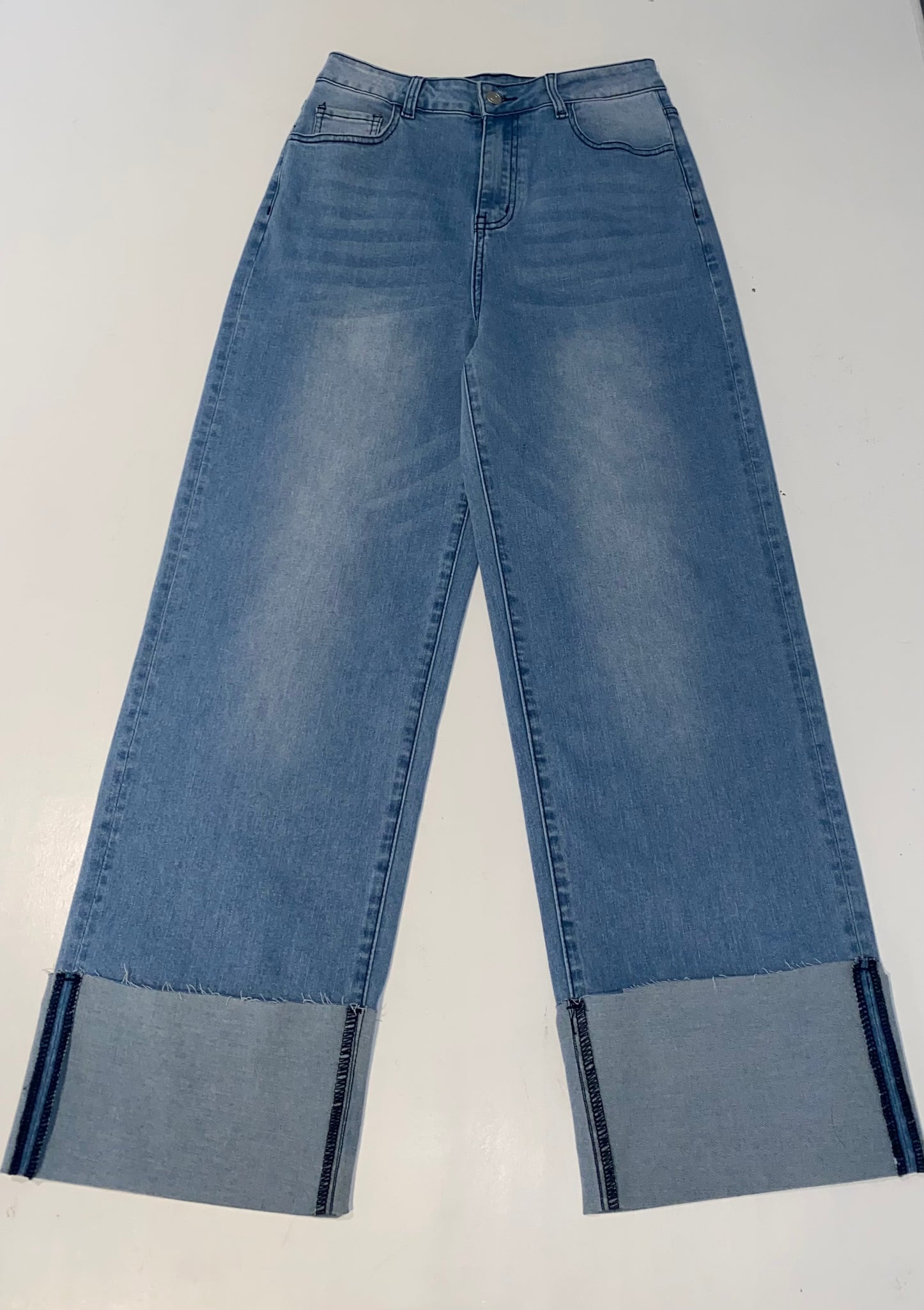 Straight Leg Boyfriend Fit Cuffed Jeans