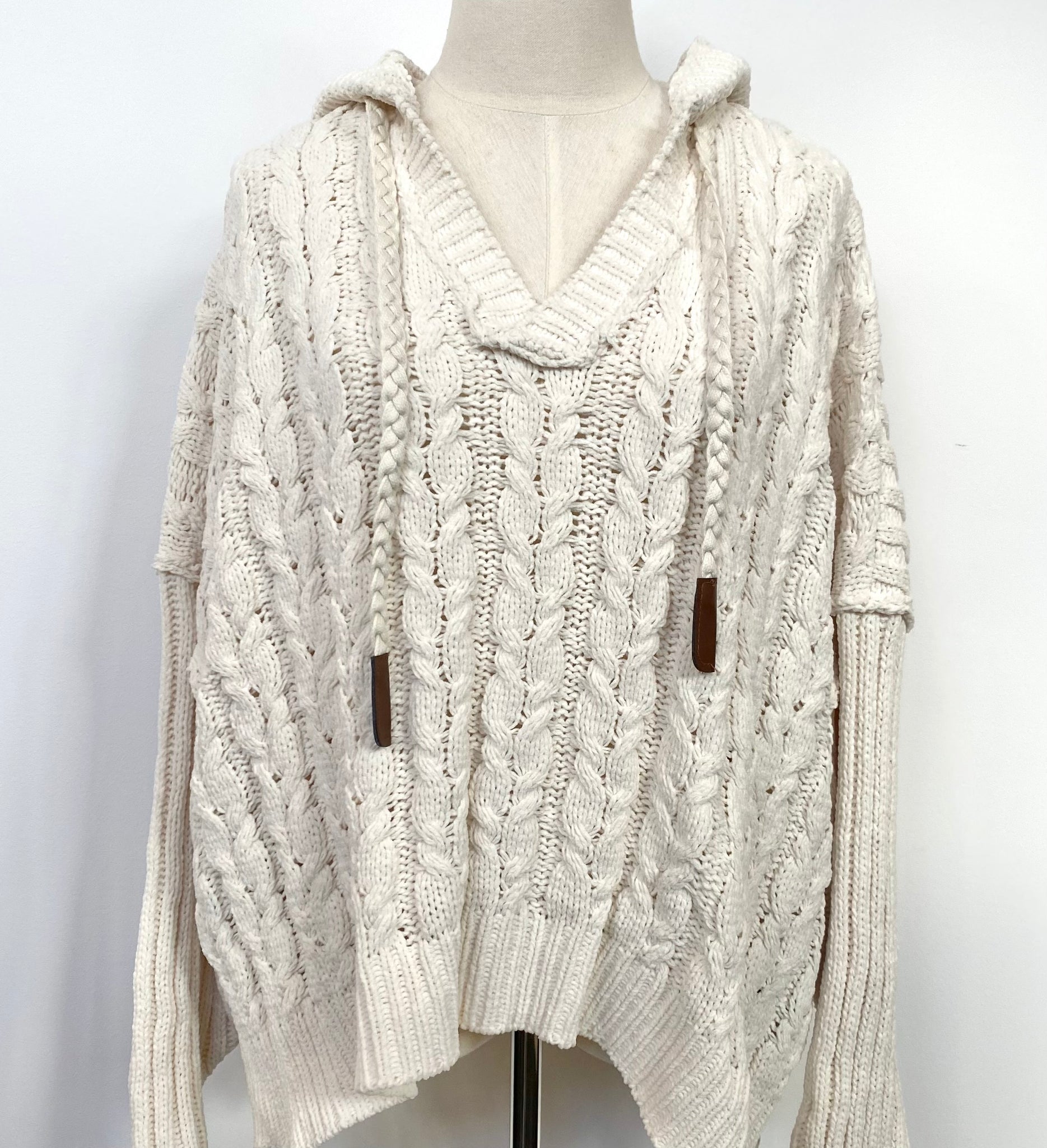 Hooded Cableknit Sweater