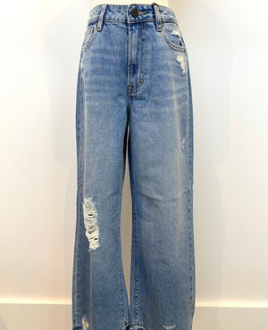 Nori Released Hem Distressed Wide Leg Jean