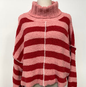 Front Stitch Striped Sweater