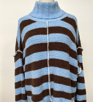 Front Stitch Striped Sweater