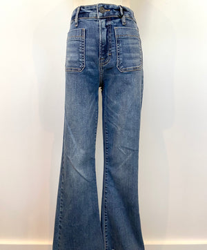 Happi Front Pocket Frayed Hem Cropped Flare