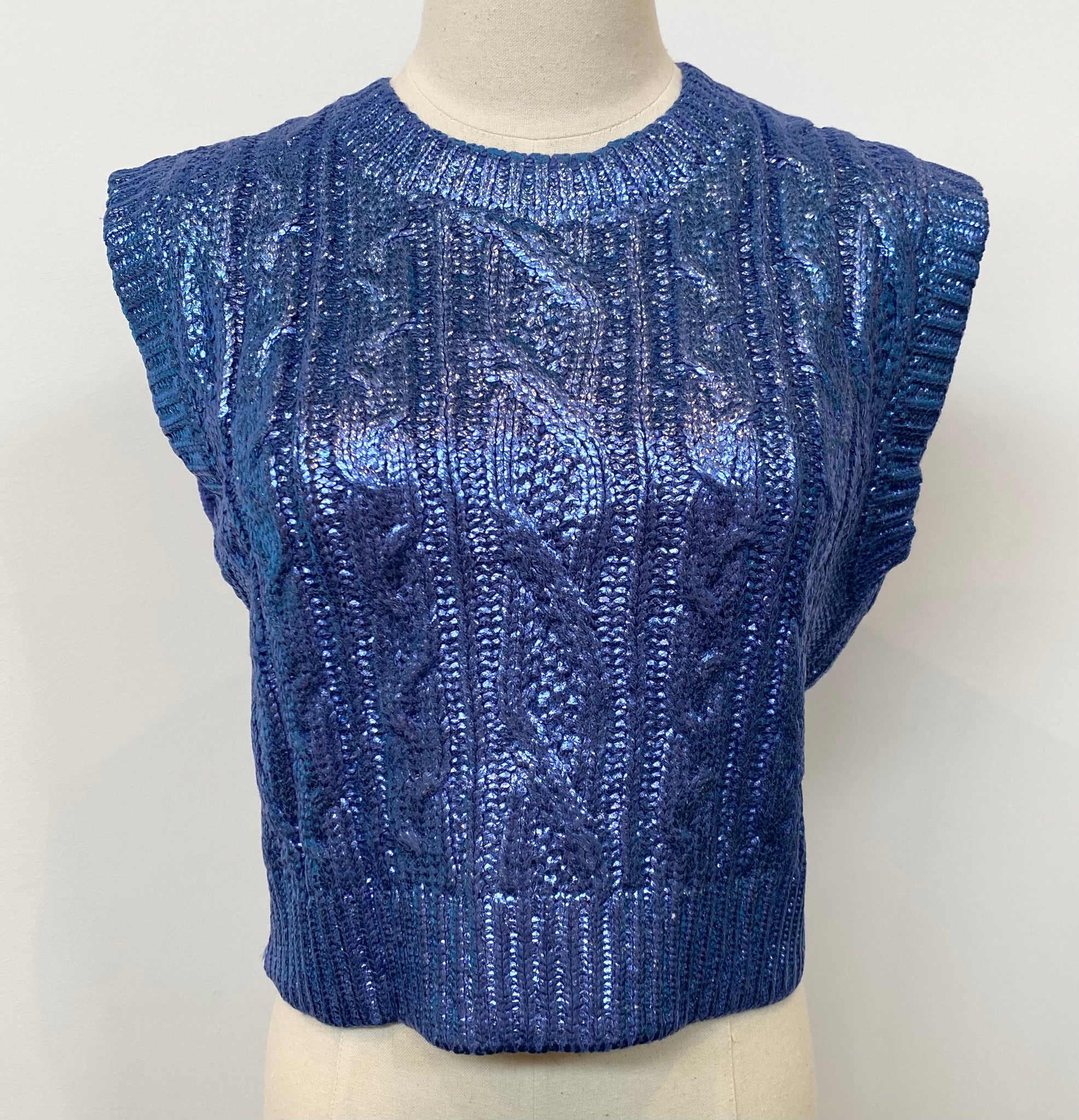 Metallic Cable Knit Vest