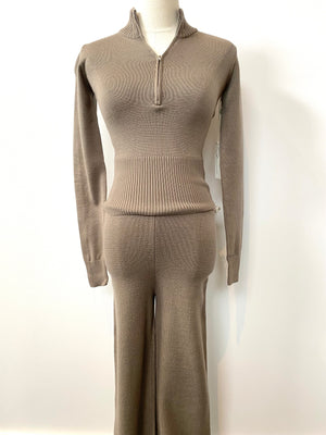 Olive Grey Slim Fit Knit Set