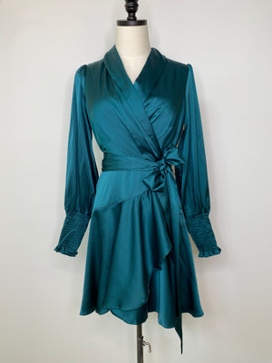 Satin Tie Waist Wrap Dress Showroom56 Satin Tie Waist Wrap Dress Showroom56