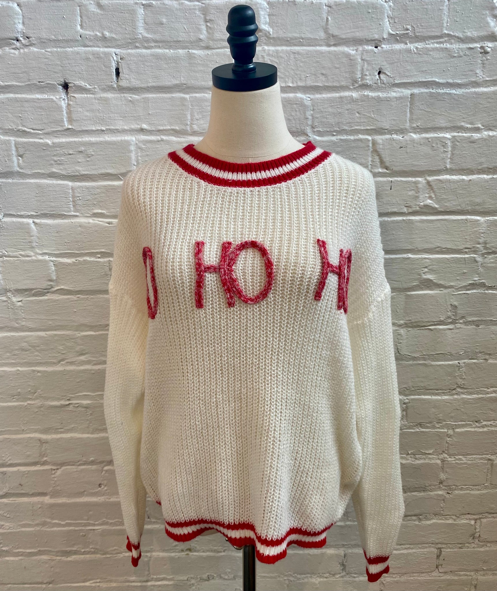 HO HO HO Stitched Holiday Sweater