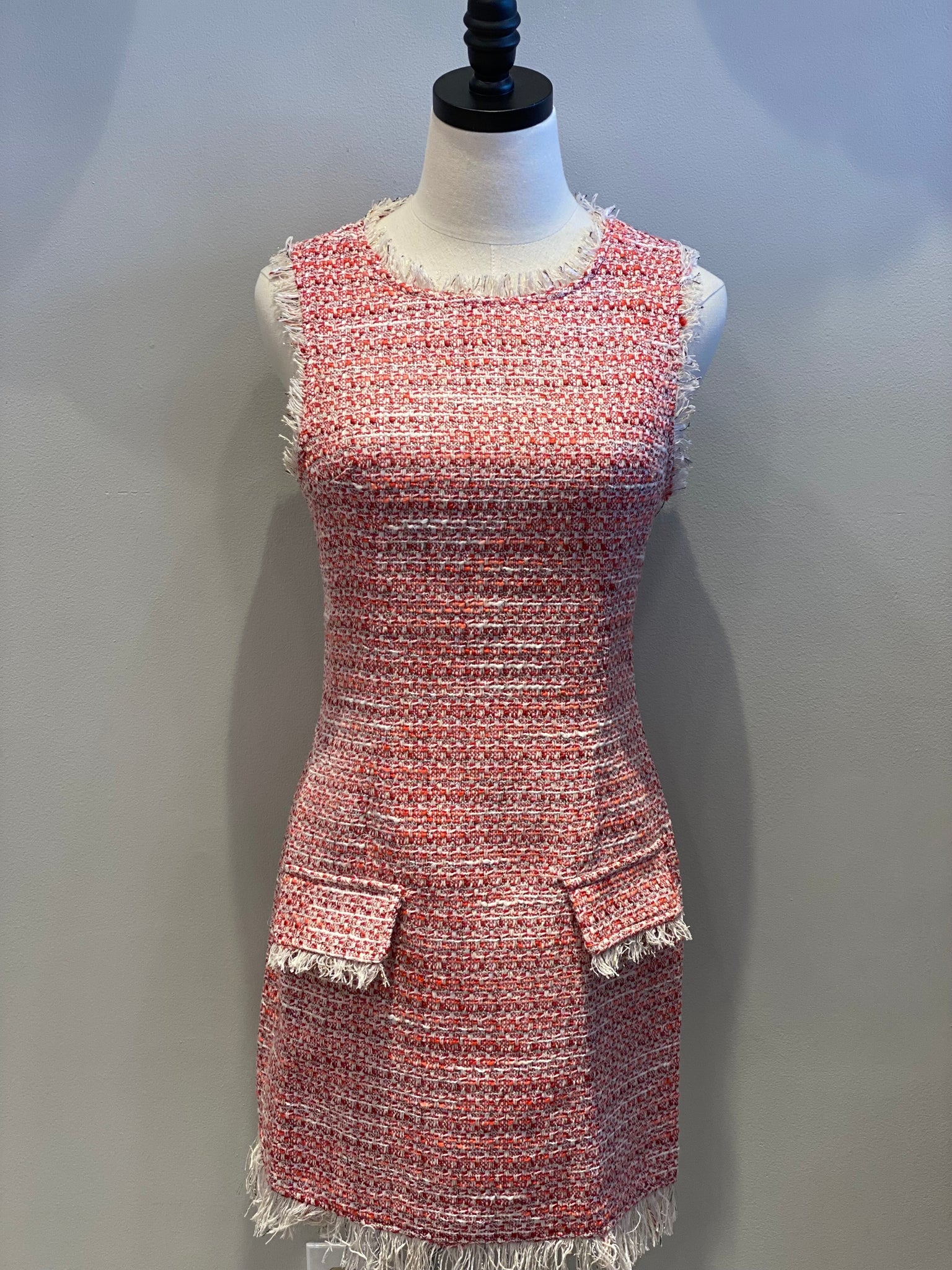 Lurex Tweed Frayed Hem Dress