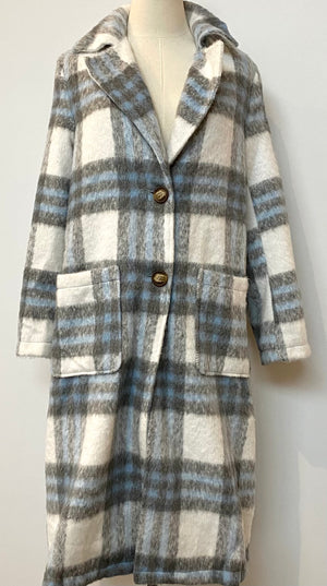 Fuzzy Plaid Coat