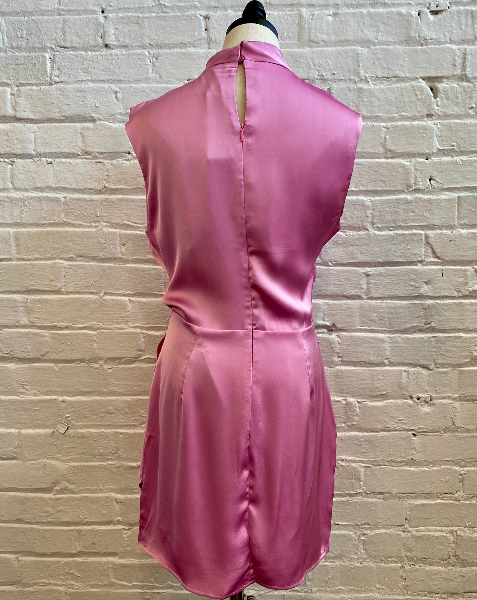 Draped Neckline Satin Dress