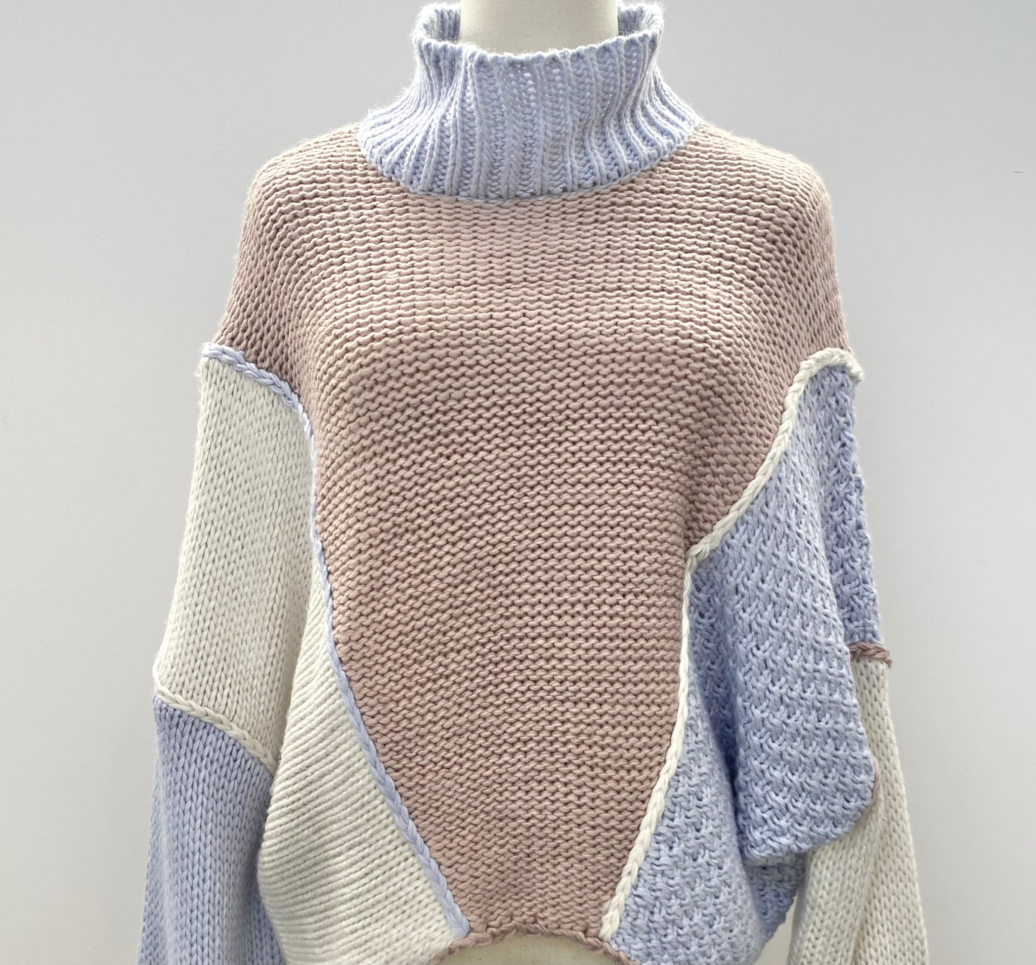 Blue/Beige Colorblock Sweater