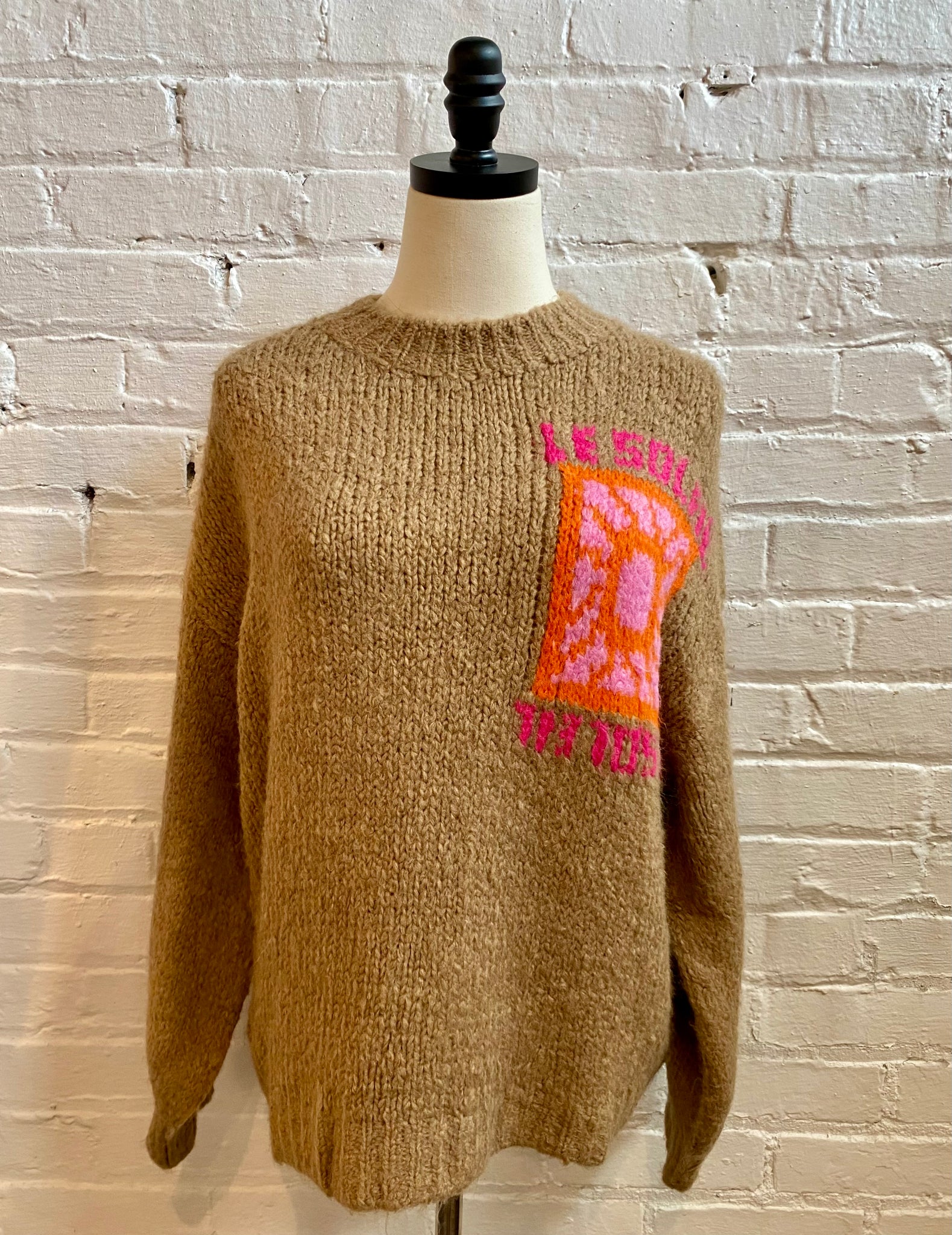 Camel Jacquard Print Sweater