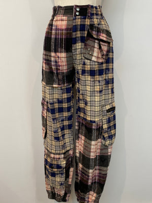 Plaid Patchwork Cargo Pant