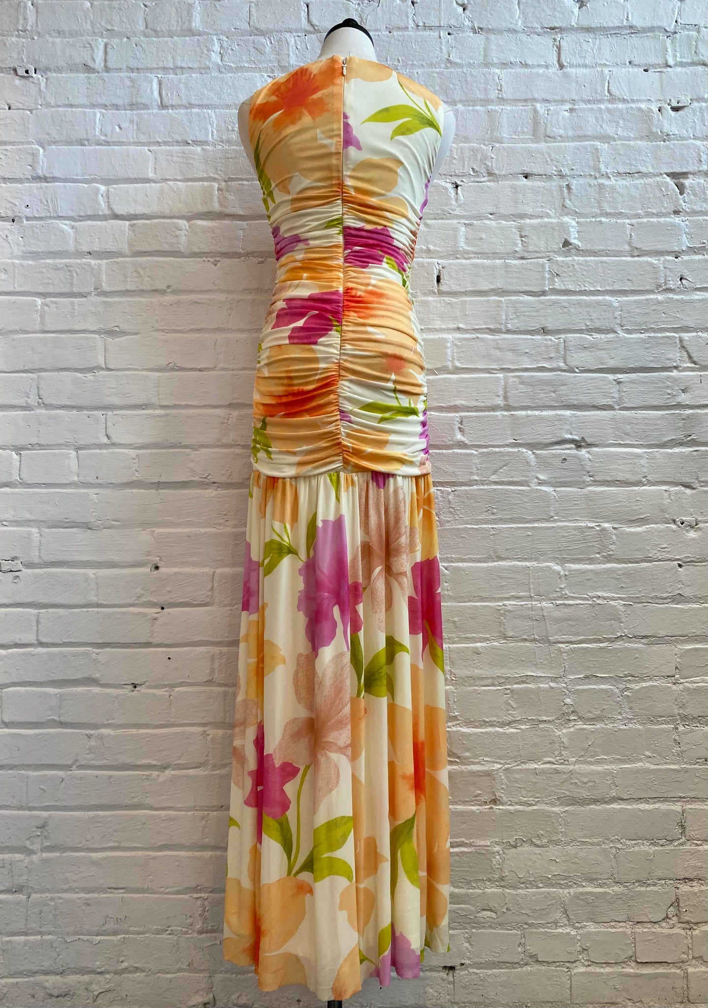 ruched floral maxi dress L Strasburg Light Blue Summer slit hem sizeChart_KidsBasics Color:Insignia Blue