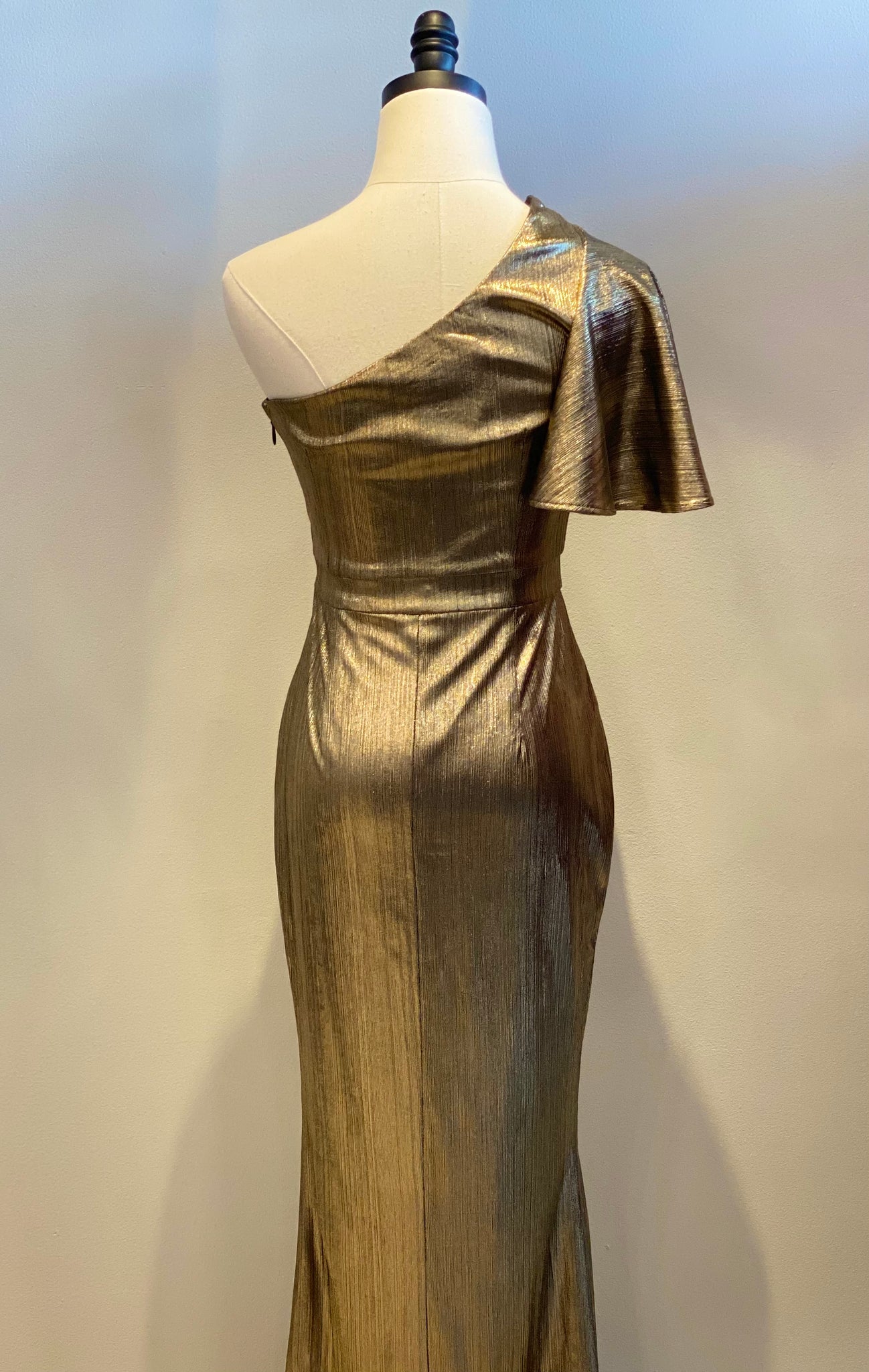 Primadonna Liquid Gold One Shoulder Maxi Gown