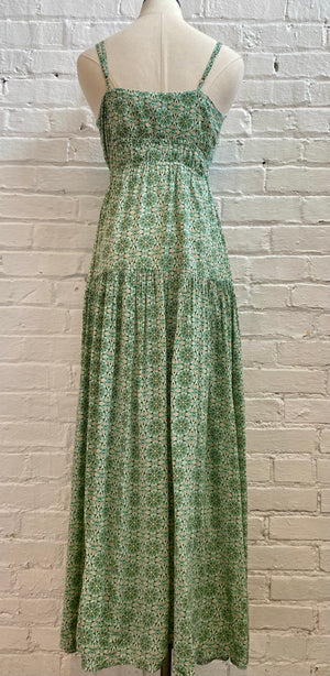 Green Boho Maxi Dress w/Wood Bead Ties Showroom56 Green Boho Maxi Dress w/Wood Bead Ties Showroom56