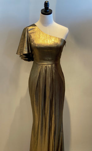 Primadonna Liquid Gold One Shoulder Maxi Gown
