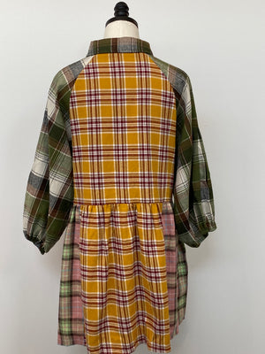 Multi Plaid Ruffled Dress Large / Plaid Multi Plaid Ruffled Dress Large / Plaid
