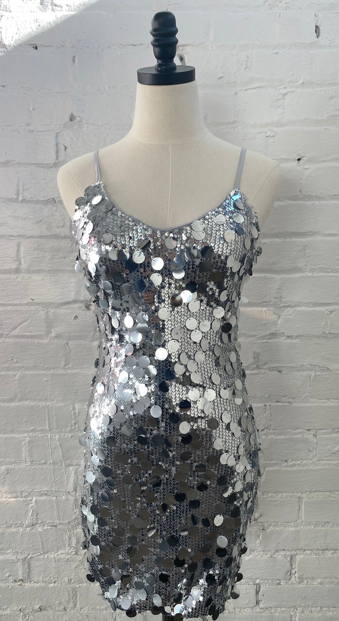 Silver Mirror Sequin Dress