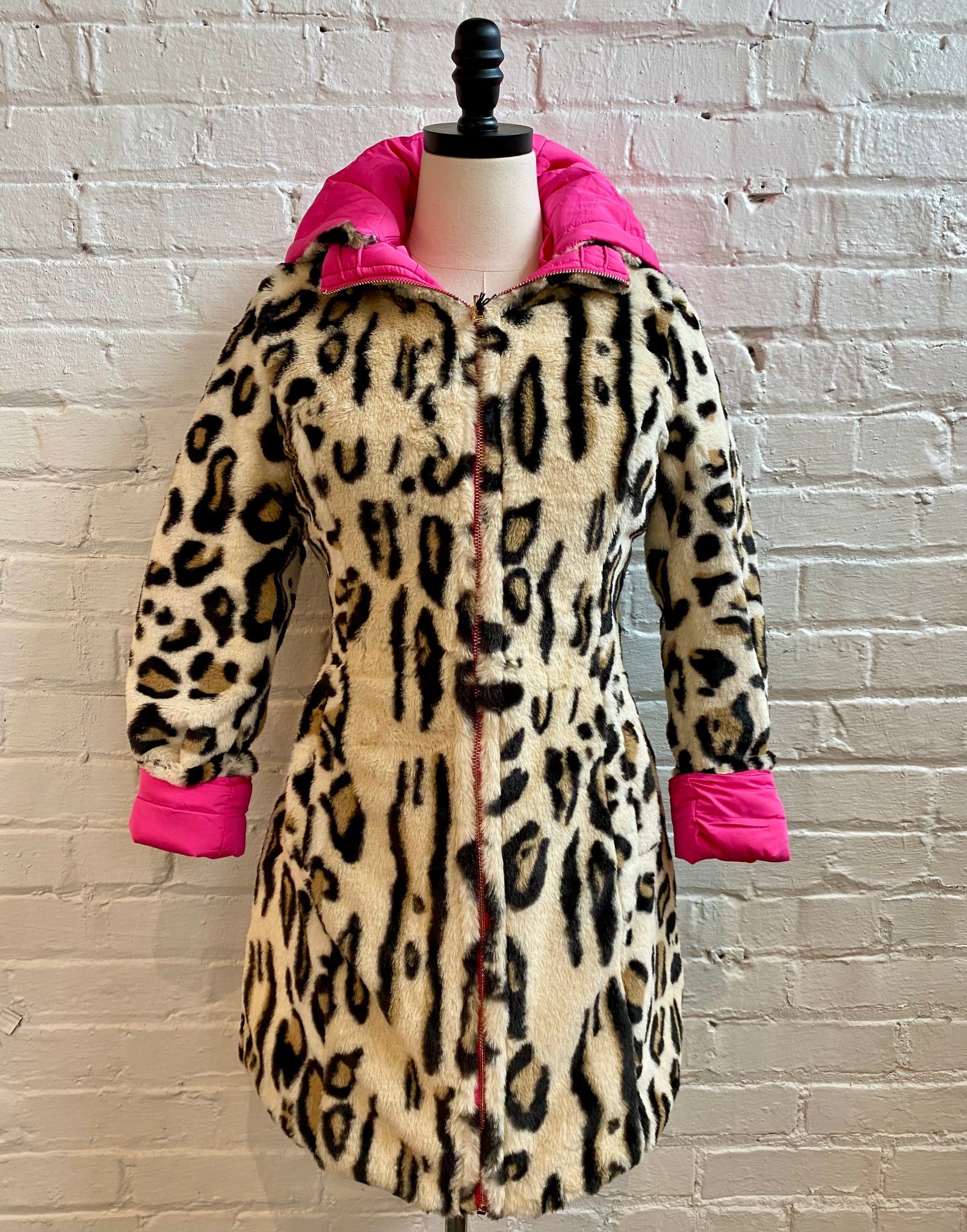 Reversible  Puffer Jacket w Faux Fur Lining/Hood