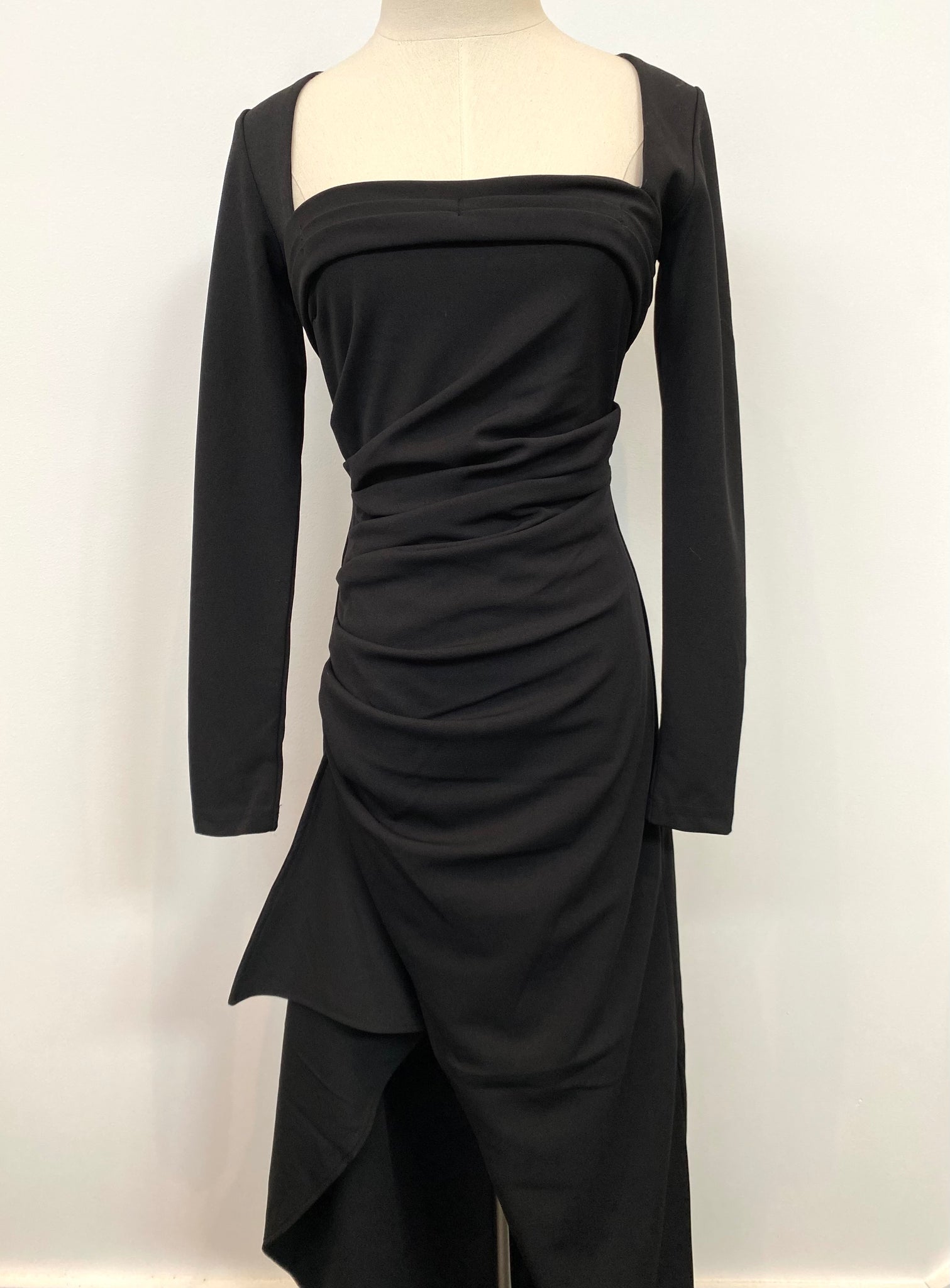 Long Sleeve Asymmetrical Formal Dress