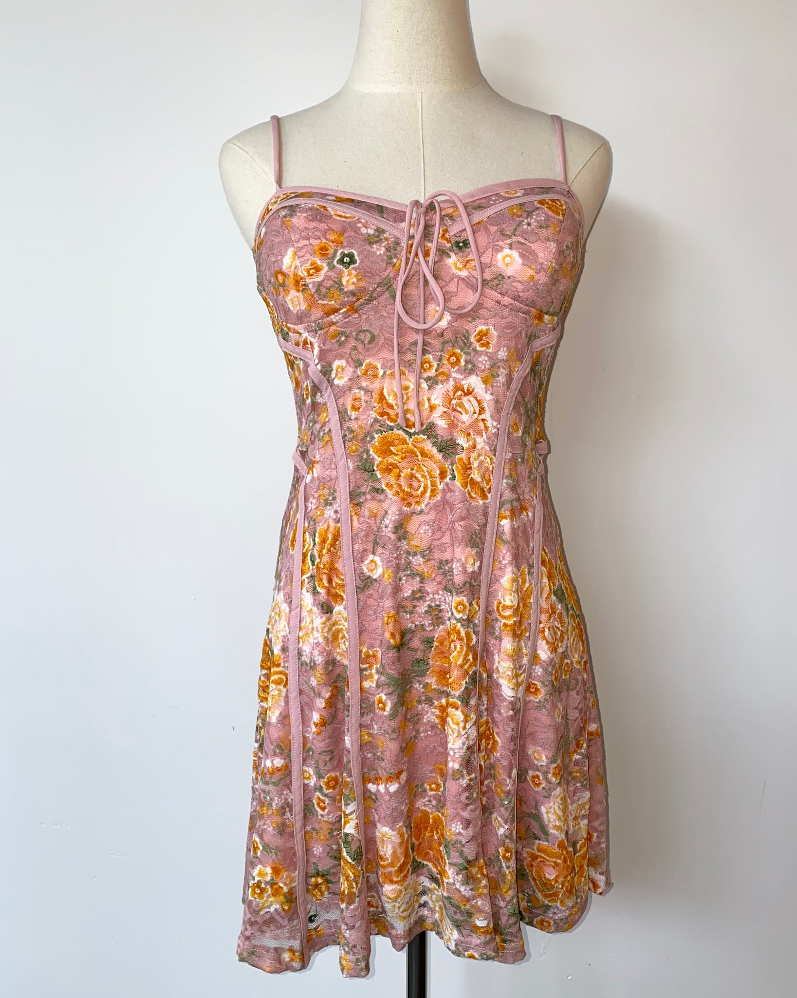 Floral Print Pipe Detail Dress