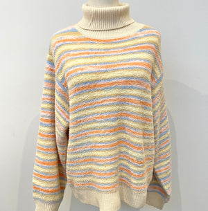 Creamsicle Striped Turtleneck Sweater