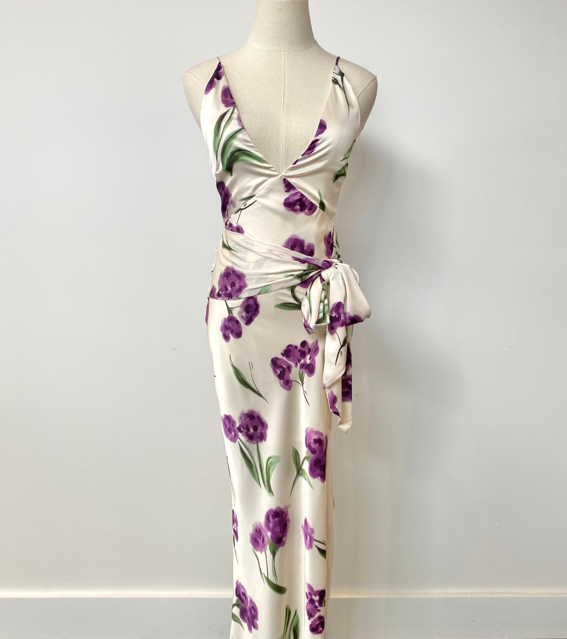Purple Floral Full Length Dress