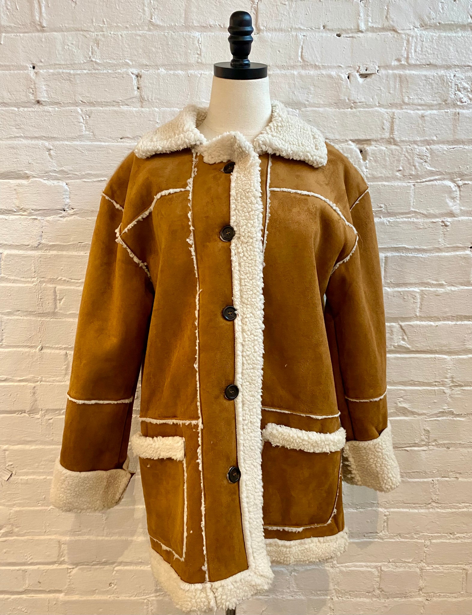 Oversized Camel Sherpa Coat