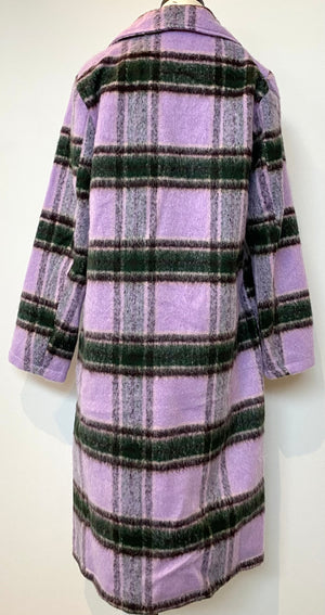 Fuzzy Plaid Coat