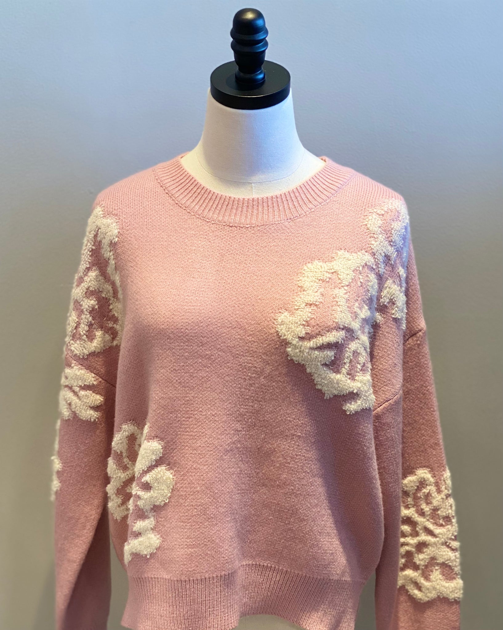 Cher Embroidered Floral Knit Sweater