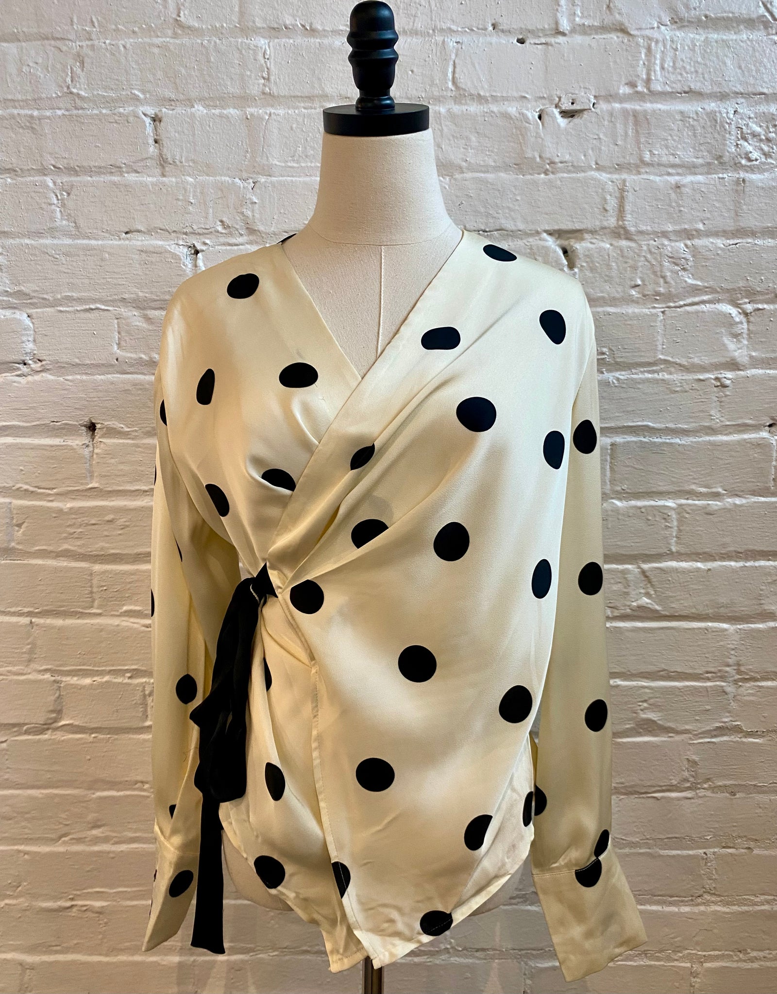 Satin Tie Polka Dot Blouse