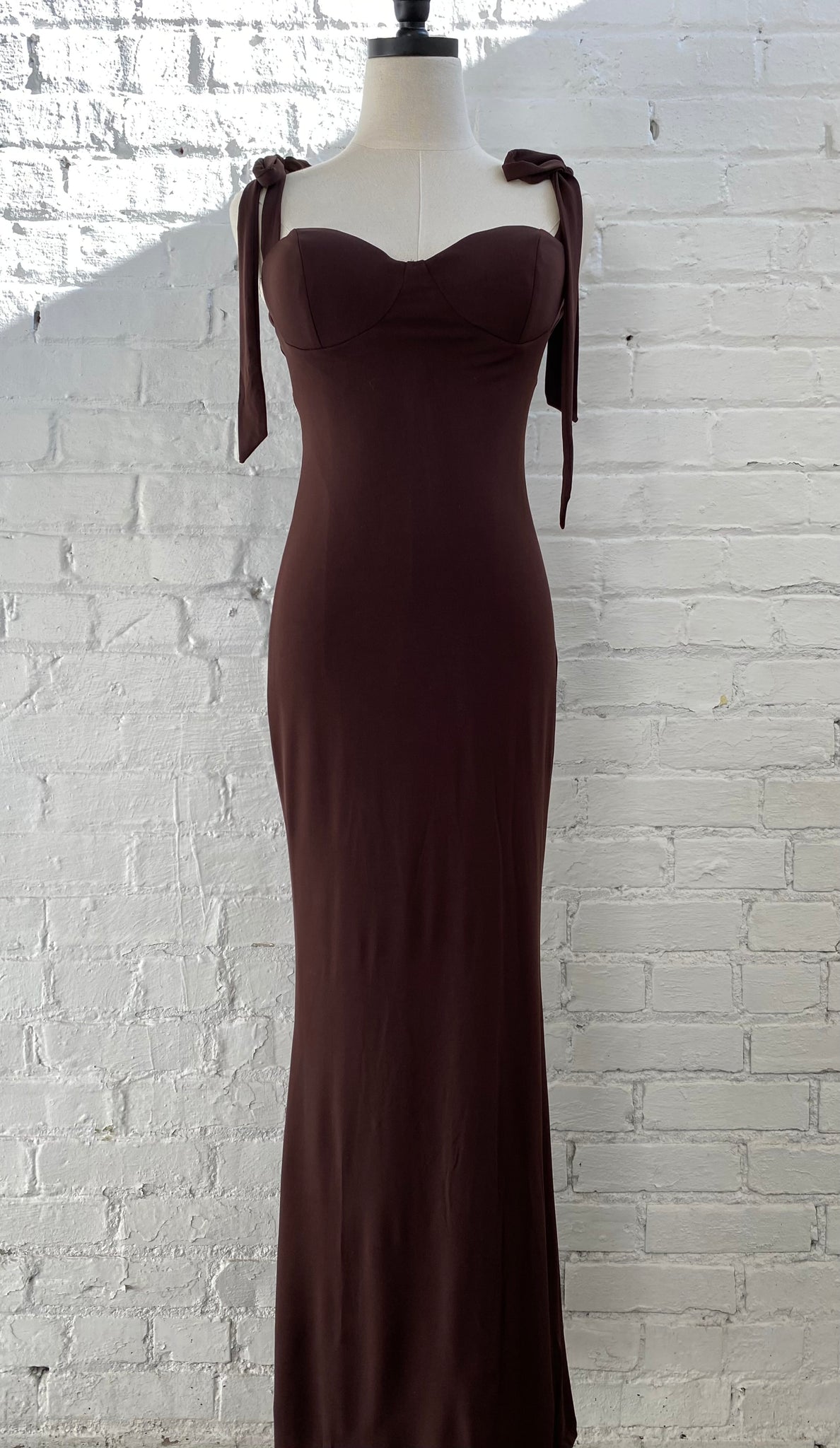 Tie Strap Brown Cocktail Dress