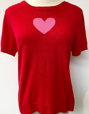 Short Sleeve Heart Sweater