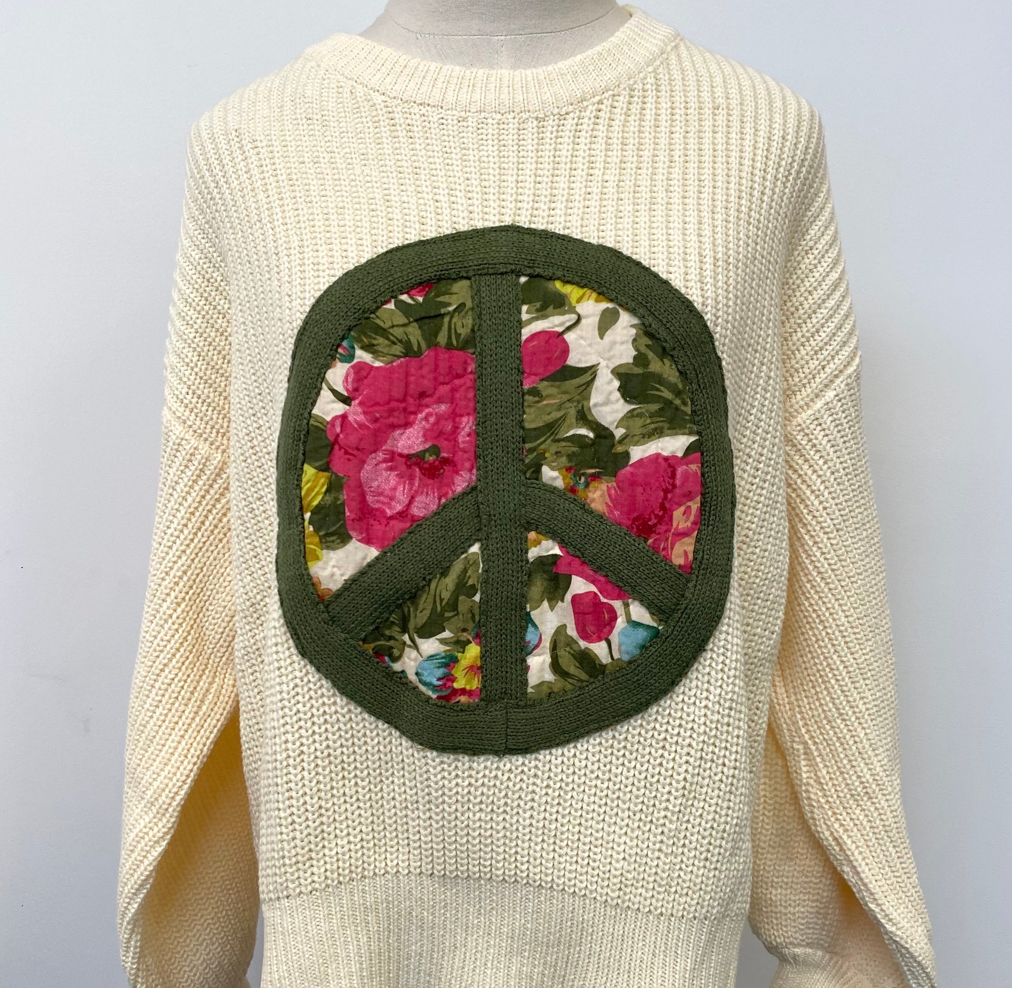 Floral Peace Sign Sweater