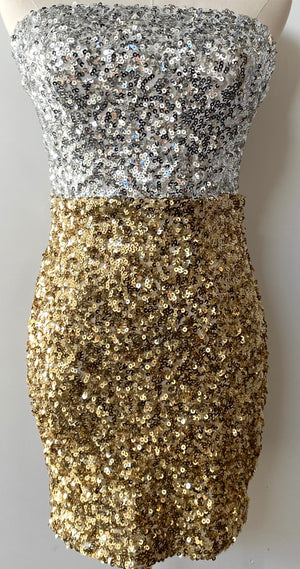 Strapless Two Tone Sequin Dress