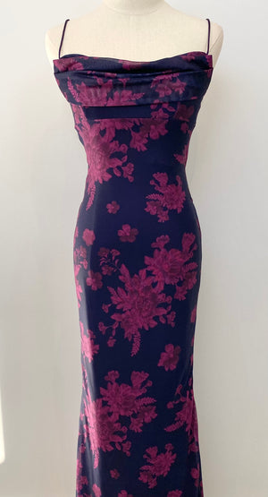 Floral Plum Evening Dress