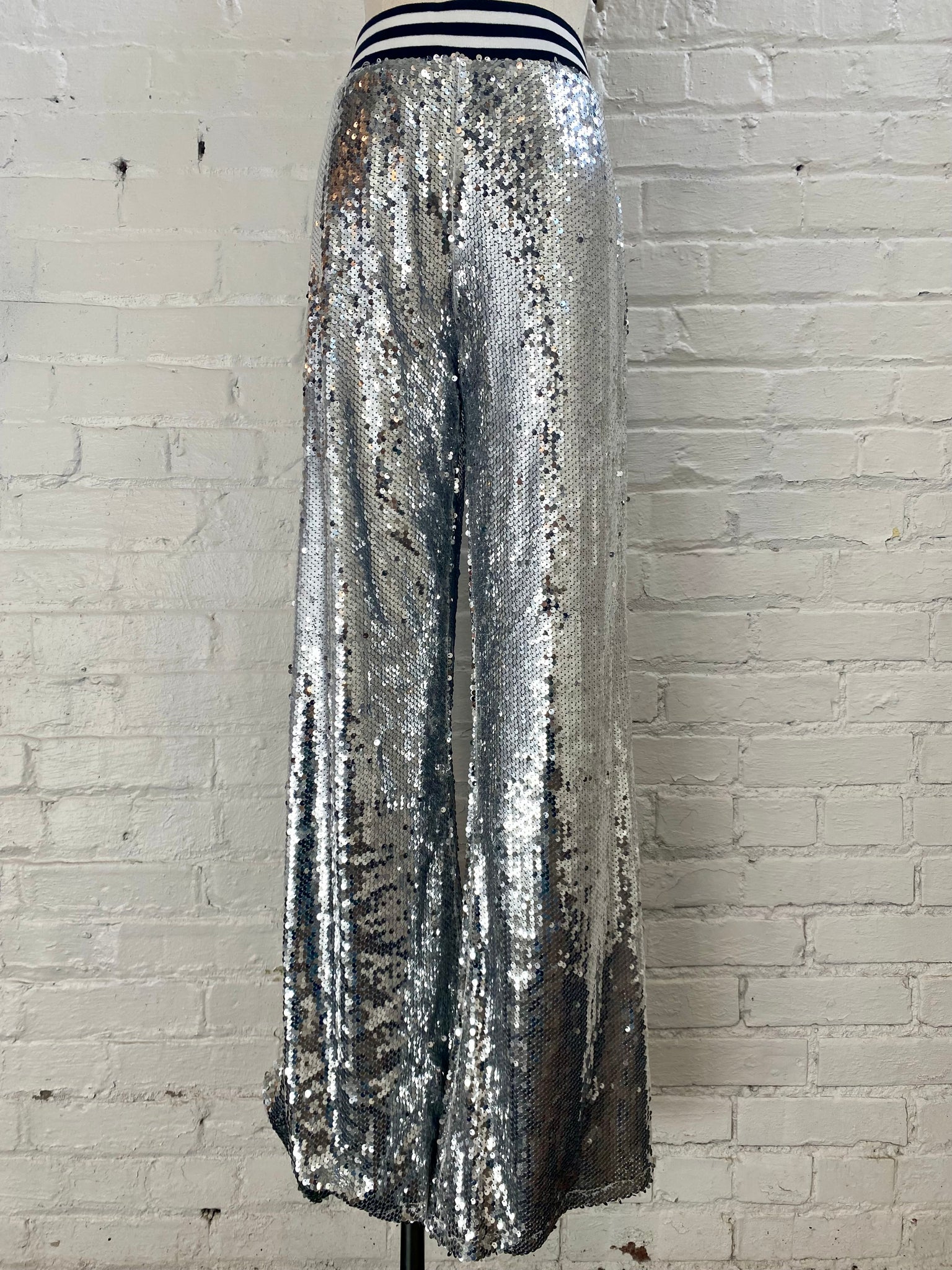 Elastic Band Wide Leg Sequin Pant