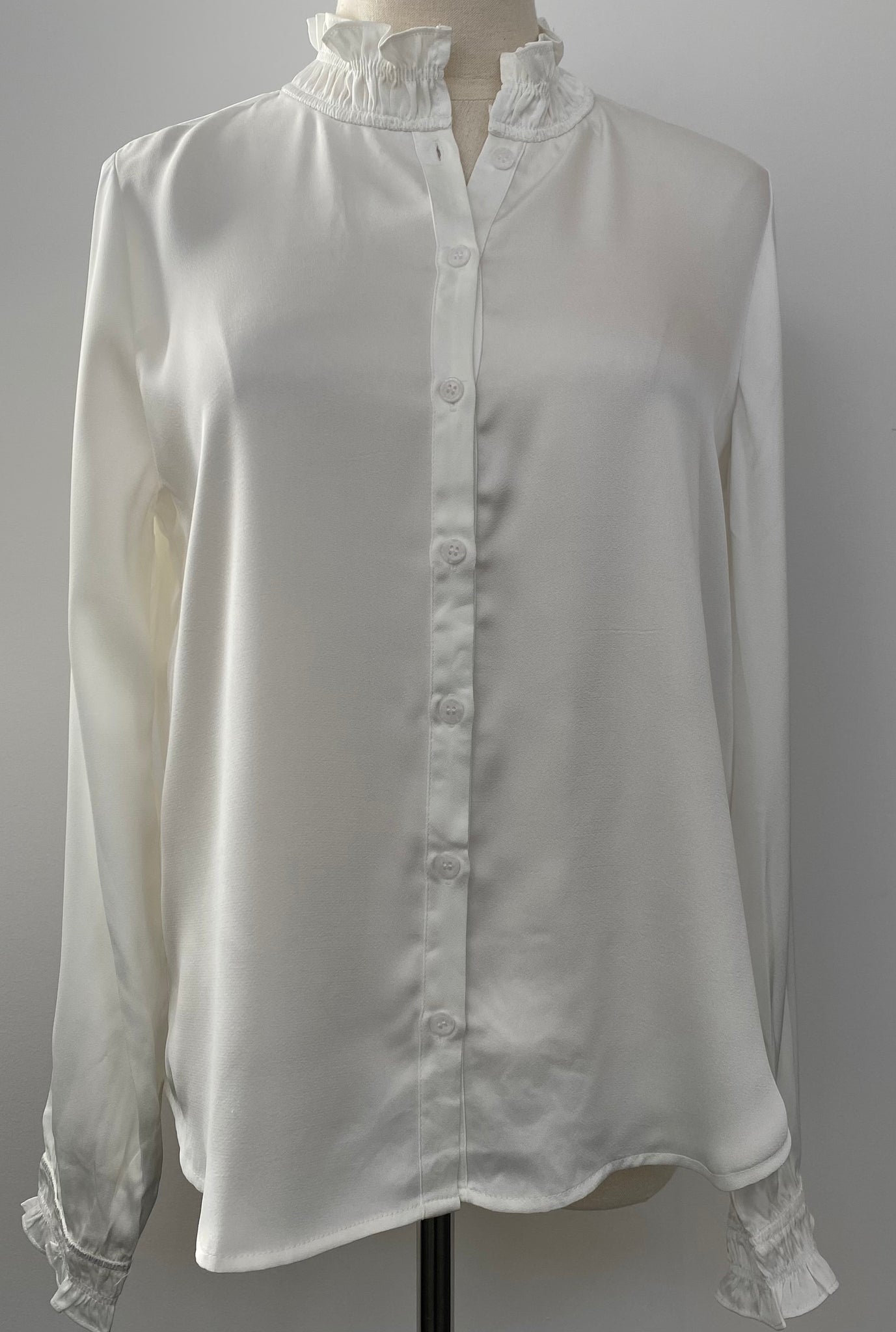 Ruffled Collar Silky Blouse