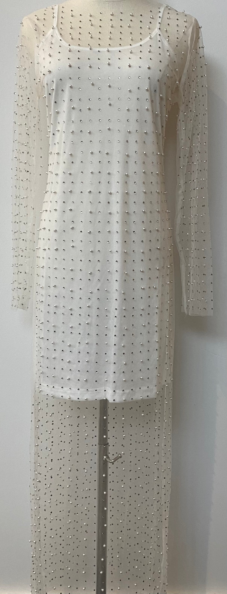 Pearl Mesh Topper Cocktail Dress