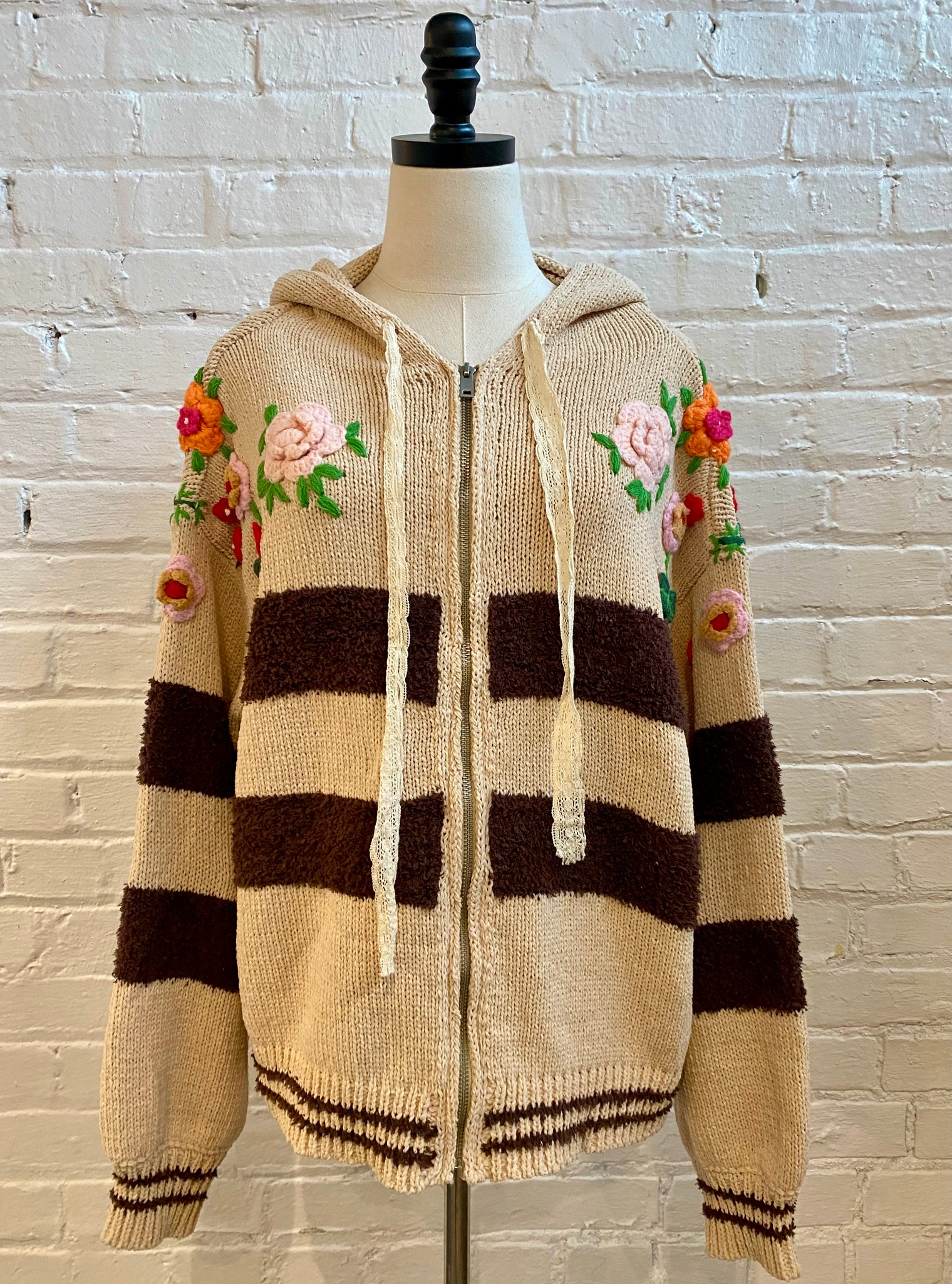 Striped 3D Hoodie Sweater